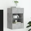 Image de vidaXL Meuble TV Mural avec Lumières LED, Armoire de Télévision Suspendue avec Étagère, Meuble Télé Flottant, Moderne, Gris 837084