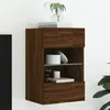 Image de vidaXL Meuble TV Mural avec Lumières LED, Armoire de Télévision Suspendue avec Étagère, Meuble Télé Flottant, Moderne, Chêne 837090
