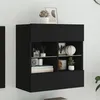Image de vidaXL Meuble TV avec Lumières LED, Armoire de Télévision Murale avec Étagères, Meuble Télé Suspendu Salon, Moderne, Noir 837093