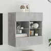 Image de vidaXL Meuble TV avec Lumières LED, Armoire de Télévision Murale avec Étagères, Meuble Télé Suspendu Salon, Moderne, Gris 837095