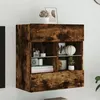 Image de vidaXL Meuble TV avec Lumières LED, Armoire de Télévision Murale avec Étagères, Meuble Télé Suspendu Salon, Moderne, Chêne 837096