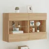 Image de vidaXL Meuble TV avec Lumières LED, Armoire de Télévision Murale avec Étagères, Meuble Télé Suspendu Salon, Moderne, Chêne 837108