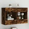 Image de vidaXL Meuble TV avec Lumières LED, Armoire de Télévision Murale avec Étagères, Meuble Télé Suspendu Salon, Moderne, Chêne 837110