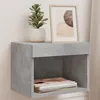 Image de Table de chevet murale avec lumières LED gris béton