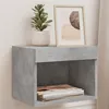 Image de Tables de chevet murales avec lumières LED 2 pcs gris béton