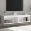 Image de vidaXL Meubles TV avec Lumières LED 2 pcs, Armoires de Télévision Murales avec Rangement, Meubles Télé Suspendus, Moderne, Blanc Bois d'Ingénierie