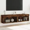 Image de vidaXL Meubles TV avec Lumières LED 2 pcs, Armoires de Télévision Murales, Meubles Télé Suspendus, Moderne, Chêne Fumé Bois d'Ingénierie