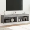 Image de vidaXL Meubles TV avec Lumières LED 2 pcs, Armoires de Télévision Murales, Meubles Télé Suspendus avec Rangement Salon, Moderne, Sonoma Gris