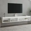 Image de vidaXL Meubles TV avec Lumières LED 2 pcs, Armoires de Télévision Murales, Meubles Télé Suspendus avec Rangement Salon, Moderne, Blanc
