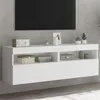 Image de vidaXL Meubles TV Muraux avec Lumières LED 2 pcs, Armoires de Télévision Suspendues avec Rangement, Meubles Télé Flottants 837184