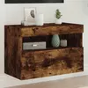 Image de vidaXL Meuble TV Mural avec Lumières LED, Armoire de Télévision Suspendue avec Rangement, Meuble Télé Flottant, Moderne, 837191