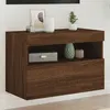 Image de vidaXL Meuble TV Mural avec Lumières LED, Armoire de Télévision Suspendue, Meuble Télé Flottant, Moderne, Chêne Marron Bois 837195