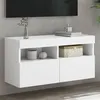 Image de vidaXL Meuble TV Mural avec Lumières LED, Armoire de Télévision Suspendue avec Rangement, Meuble Télé Flottant Salon, 837197