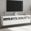 Image de Meubles TV muraux avec lumières LED 2 pcs blanc 80x30x40 cm