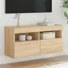Image de vidaXL Meuble TV Mural avec Lumières LED, Armoire de Télévision Suspendue, Meuble Télé Flottant, Moderne, Chêne Sonoma Bois 837201