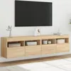 Image de vidaXL Meubles TV muraux lumières LED 2 pcs chêne sonoma 80x30x40 cm 837202
