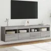 Image de vidaXL Meubles TV Muraux et Lumières LED 2pcs, Armoires de Télévision Suspendues avec Rangement, Meubles Télé Flottants Salon, Moderne, Sonoma Gris