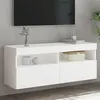 Image de vidaXL Meuble TV Mural avec Lumières LED, Armoire de Télévision Suspendue avec Rangement, Meuble Télé Flottant, Moderne, Blanc Bois d'Ingénierie