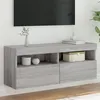 Image de vidaXL Meuble TV Mural avec Lumières LED, Armoire de Télévision Suspendue avec Rangement, Meuble Télé Flottant, Moderne, Sonoma Gris Bois d'Ingénierie