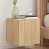 Image de vidaXL Meuble TV Mural avec Lumières LED, Armoire de Télévision Suspendue, Meuble Télé Flottant, Moderne, Chêne Sonoma Bois 837222