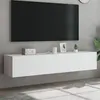 Image de Meubles TV muraux avec lumières LED 2 pcs blanc 80x35x31 cm