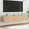 Image de Meubles TV muraux lumières LED 2 pcs chêne sonoma 80x35x31 cm