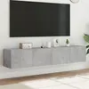 Image de vidaXL Meubles TV Muraux et Lumières LED 2pcs, Armoires de Télévision Suspendues avec Rangement, Meubles Télé Flottants 837288