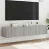 Image de vidaXL Meubles TV Muraux et Lumières LED 2pcs, Armoires de Télévision Suspendues avec Rangement, Meubles Télé Flottants 837292