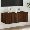 Image de vidaXL Meuble TV Mural avec Lumières LED, Armoire de Télévision Suspendue, Meuble Télé Flottant, Moderne, Chêne Marron Bois 837293