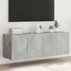 Image de vidaXL Meubles TV Muraux et Lumières LED 2pcs, Armoires de Télévision Suspendues avec Rangement, Meubles Télé Flottants 837309