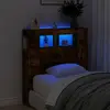 Image de Vidaxl Tête de lit avec LED, Chêne Fumée, 100x18,5x103,5 cm