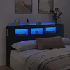 Image de Tête de lit à LED noir 180x18,5x103,5 cm bois d ingénierie