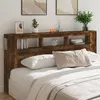 Image de Tête de lit à LED chêne fumé 200x18,5x103,5cm bois d ingénierie