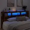 Image de Tête de lit à LED chêne fumé 220x18,5x103,5cm bois d ingénierie