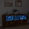 Image de Buffet avec lumières LED chêne fumé 162x37x67 cm