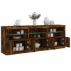 Image de Buffet avec lumières LED chêne fumé 181,5x37x67 cm