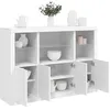 Image de vidaXL Buffets avec lumières LED 3 pcs blanc bois d'ingénierie3209107