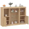 Image de vidaXL Buffets avec lumières LED 3 pcs chêne sonoma bois d'ingénierie, meuble buffet, meuble de rangement de cuisine, meuble 3209130
