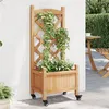 Image de vidaXL Jardinière avec treillis et roues marron bois massif de sapin 3207644