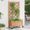 Image de vidaXL Jardinière avec treillis et roues marron bois massif de sapin 3207647