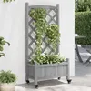 Image de vidaXL Jardinière avec treillis et roues gris bois massif de sapin 3207648