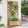 Image de vidaXL Jardinière avec Treillis et Roues, Lit Surélevé, Bac à Fleurs, Pot de Plantes, Boîte à Fleurs Jardin Patio, Marron 3207650