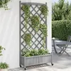 Image de vidaXL Jardinière avec treillis et roues gris bois massif de sapin 3207654