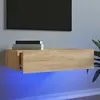 Image de vidaXL Meuble TV avec éclairage LED chêne sonoma 60x35x15,5 cm, armoire avec lumières led, support tv, armoire murale, 842890