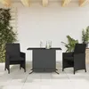 Image de vidaXL Ensemble de Bistro avec Coussins 3 pcs, Chaises et Table de Patio, Meubles de Terrasse Arrière-cour Extérieur, Noir 365117