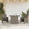Image de vidaXL Ensemble de Bistro avec Coussins 3 pcs, Chaises et Table de Patio, Meubles de Terrasse Arrière-cour Extérieur, Gris 365119