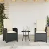Image de vidaXL Chaises inclinables de jardin lot de 2 et coussins noir rotin 365168