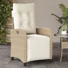 Image de vidaXL Chaise inclinable de jardin et repose-pied beige résine tressée 365236