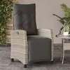 Image de vidaXL Chaise inclinable de jardin avec repose-pied gris clair rotin 365238