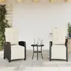 Image de vidaXL Chaises inclinables de jardin lot de 2 repose-pied noir rotin 365240